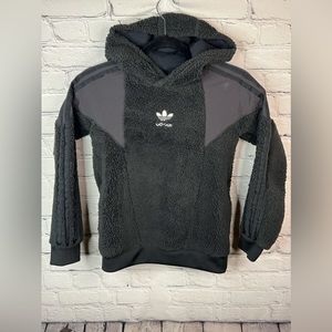 Adidas Originals Teddy Sherpa Juniors Pull Over Hoodie Black Size‎ Small Unisex
